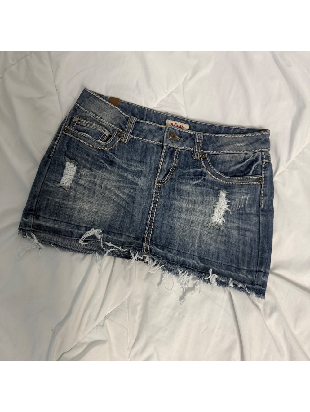 ymi vintage y2k 2000s denim jean skirt dark blue size 7